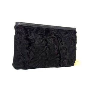 Loewe Nappa Leather Fur Clutch Black Evening Bag Semi Formal Cocktail Going Out